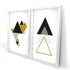 Quadro Com Moldura Chanfrada Triângulos Dourados