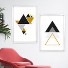 Quadro Com Moldura Chanfrada Triângulos Dourados