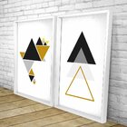 Quadro Com Moldura Chanfrada Triângulos Dourados