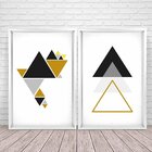 Quadro Com Moldura Chanfrada Triângulos Dourados