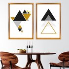 Quadro Com Moldura Chanfrada Triângulos Dourados