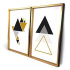 Quadro Com Moldura Chanfrada Triângulos Dourados