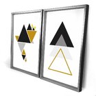 Quadro Com Moldura Chanfrada Triângulos Dourados