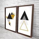 Quadro Com Moldura Chanfrada Triângulos Dourados