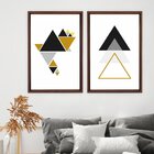 Quadro Com Moldura Chanfrada Triângulos Dourados