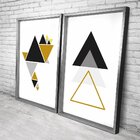 Quadro Com Moldura Chanfrada Triângulos Dourados