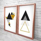 Quadro Com Moldura Chanfrada Triângulos Dourados
