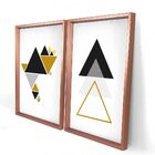 Quadro Com Moldura Chanfrada Triângulos Dourados