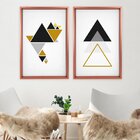 Quadro Com Moldura Chanfrada Triângulos Dourados