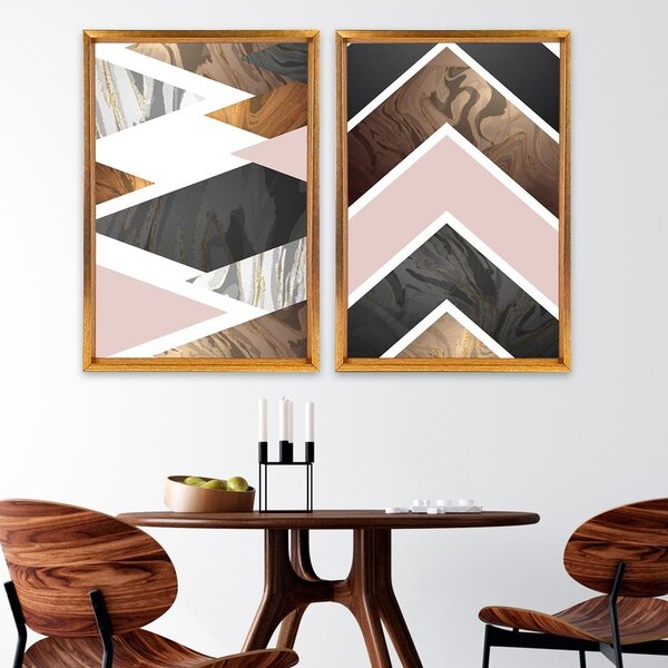 Quadro Com Moldura Chanfrada Triângulos Marmore