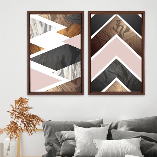 Quadro Com Moldura Chanfrada Triângulos Marmore