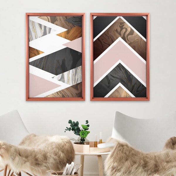 Quadro Com Moldura Chanfrada Triângulos Marmore