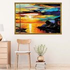 Quadro Com Moldura Entardecer Em Case Bianche