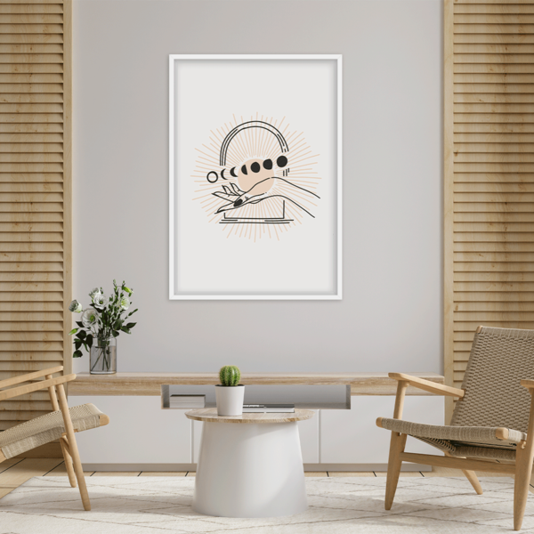 Quadro Com Moldura Fases Da Lua Minimalista