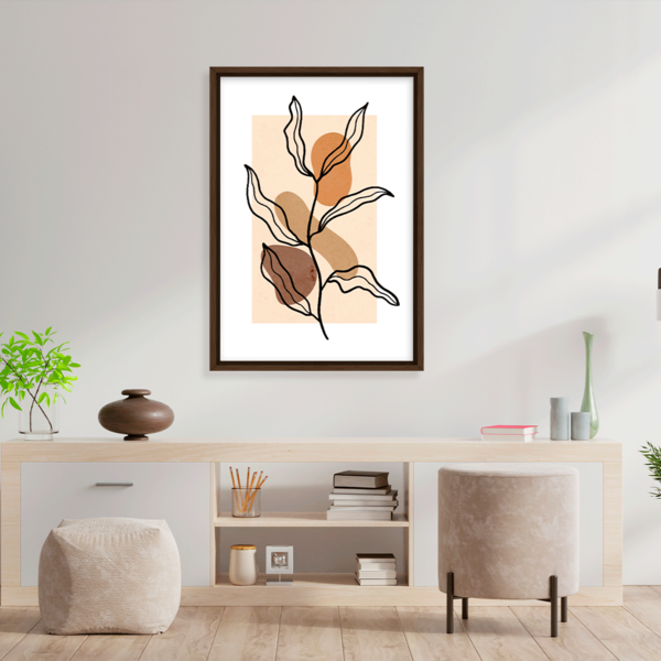 Quadro Com Moldura Flor Minimalista Abstrato