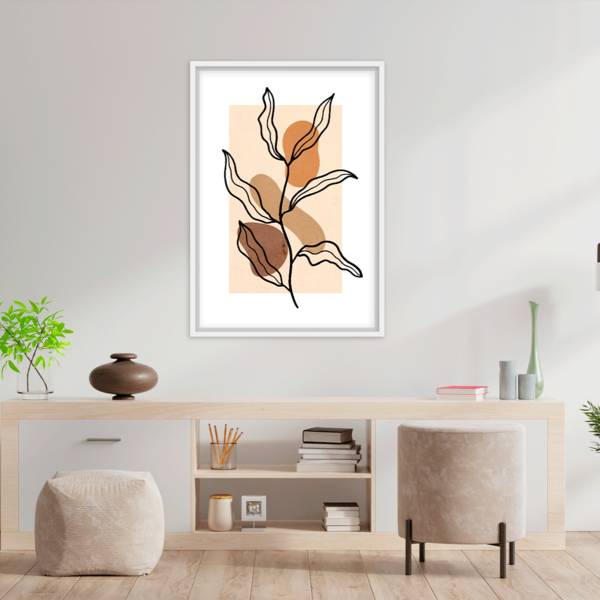 Quadro Com Moldura Flor Minimalista Abstrato