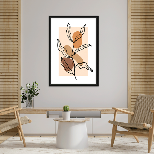 Quadro Com Moldura Flor Minimalista Abstrato