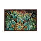 Quadro Com Moldura Flor Vitral Verde