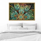 Quadro Com Moldura Flor Vitral Verde