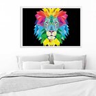 Quadro Com Moldura Leão Geométrico