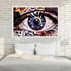 Quadro Com Moldura Olhos Azuis Abstrato