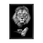 Quadro Com Moldura Preta Leão Elegante Escritório Sala