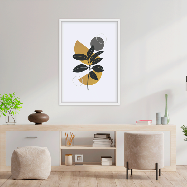 Quadro Com Moldura Ramo Black Minimalista