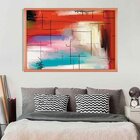 Quadro Com Moldura Traços À Giz Abstrato