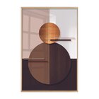 Quadro Com Vidro Decorativo Geométrico Formas Dourado E Marrom