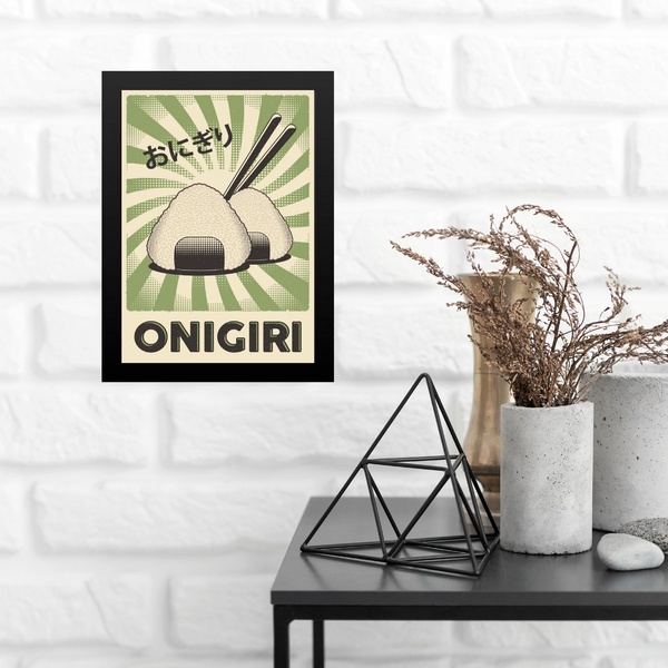 Quadro Comida Japonesa - Onigiri 33x24cm Moldura Branca