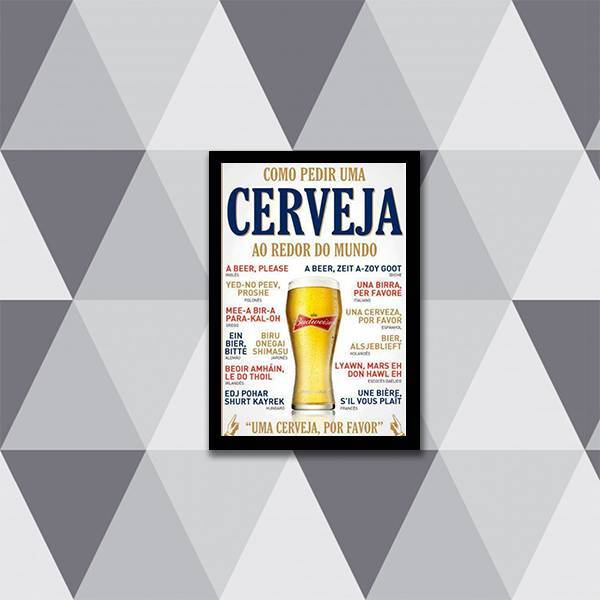 Quadro Como Pedir Uma Cerveja Pelo Mundo 24x18cm - Com Vidro