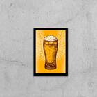 Quadro Copo De Cerveja Com Asas 24x18cm Moldura:madeira Branca