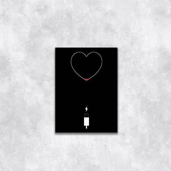 Quadro Coração Carregando 24x18cm - Com Vidro Moldura:madeira