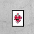 Quadro Coração Com Coroa 24x18cm - Com Vidro Moldura:madeira