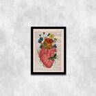 Quadro Coração Com Flores 24x18cm - Com Vidro Moldura:madeira