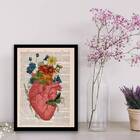 Quadro Coração Com Flores 24x18cm - Com Vidro Moldura:madeira