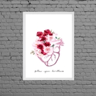 Quadro Coração Com Flores Frase Follow 24x18cm - Com Vidro Mo