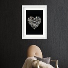 Quadro Coração De Diamantes - 60x48cm Moldura:madeira Branca