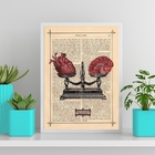 Quadro Coração E Cerebro Na Balança 24x18cm - Com Vidro Moldu