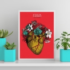 Quadro Coração Frida Khalo 45x34cm - Com Vidro Moldura:madeir