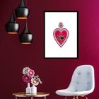 Quadro Coração Mexicano - 60x48cm Moldura:madeira Preta