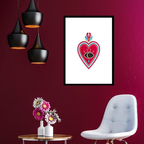 Quadro Coração Mexicano - 60x48cm Moldura:madeira Preta
