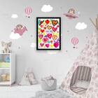 Quadro Coração Multicoloridos 45x34cm - Com Vidro Moldura:mad