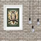 Quadro Coruja Art Nouveau - 60x48cm Moldura Branca