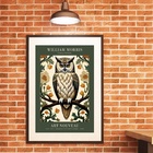 Quadro Coruja Art Nouveau - 60x48cm Moldura Branca