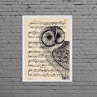 Quadro Coruja Com Partitura 24x18cm Moldura:madeira Preta