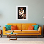 Quadro Coruja Mecânica - 60x48cm Moldura:madeira Branca