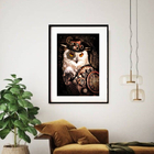 Quadro Coruja Mecânica - 60x48cm Moldura:madeira Branca