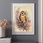 Quadro Coruja Vintage - 60x48cm Moldura Preta