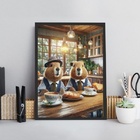 Quadro Cozinha - Café Das Capivaras 24x18cm - Com Vidro Moldu